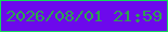 文字の大きさ：1、枠の色：13d95a、背景の色：6d09ec、文字の色：2ea251 無料ブログパーツのブログ時計