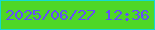 文字の大きさ：4、枠の色：13dad2、背景の色：4ed727、文字の色：654cf9 無料ブログパーツのブログ時計