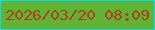 文字の大きさ：2、枠の色：13dae7、背景の色：61b335、文字の色：b03e18 無料ブログパーツのブログ時計