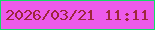 文字の大きさ：3、枠の色：13db68、背景の色：ed5aea、文字の色：9e263d 無料ブログパーツのブログ時計