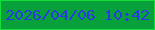 文字の大きさ：4、枠の色：13de38、背景の色：08a03a、文字の色：293ae0 無料ブログパーツのブログ時計