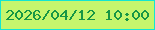 文字の大きさ：2、枠の色：13e5d1、背景の色：c5f66d、文字の色：179645 無料ブログパーツのブログ時計