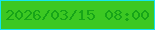 文字の大きさ：5、枠の色：13e5f1、背景の色：3cc822、文字の色：17a518 無料ブログパーツのブログ時計