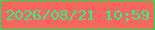 文字の大きさ：5、枠の色：13e758、背景の色：f6685e、文字の色：2ff08c 無料ブログパーツのブログ時計