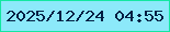 文字の大きさ：1、枠の色：13e7a1、背景の色：8ce9fa、文字の色：011f43 無料ブログパーツのブログ時計