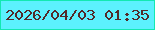 文字の大きさ：4、枠の色：13e8b2、背景の色：5cf1fe、文字の色：532a29 無料ブログパーツのブログ時計
