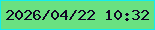 文字の大きさ：1、枠の色：13edee、背景の色：6ae181、文字の色：110525 無料ブログパーツのブログ時計
