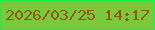 文字の大きさ：3、枠の色：13ef53、背景の色：7ac939、文字の色：935619 無料ブログパーツのブログ時計