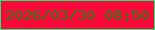 文字の大きさ：1、枠の色：13f276、背景の色：f9083a、文字の色：357717 無料ブログパーツのブログ時計