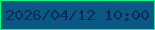 文字の大きさ：5、枠の色：13f583、背景の色：0a5985、文字の色：082a5a 無料ブログパーツのブログ時計