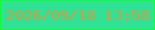 文字の大きさ：4、枠の色：13fb3b、背景の色：30e295、文字の色：d09e40 無料ブログパーツのブログ時計