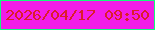 文字の大きさ：3、枠の色：13fb7b、背景の色：f21de8、文字の色：dc1d2b 無料ブログパーツのブログ時計