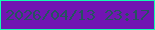 文字の大きさ：2、枠の色：13fbb2、背景の色：7115b2、文字の色：265360 無料ブログパーツのブログ時計