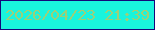 文字の大きさ：4、枠の色：14077a、背景の色：19f4dd、文字の色：9bd079 無料ブログパーツのブログ時計