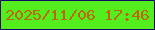 文字の大きさ：2、枠の色：140964、背景の色：54ee1f、文字の色：c1670b 無料ブログパーツのブログ時計