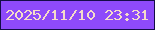 文字の大きさ：2、枠の色：140c47、背景の色：8e4afa、文字の色：f5dbc9 無料ブログパーツのブログ時計