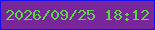 文字の大きさ：5、枠の色：140dee、背景の色：79269a、文字の色：57d940 無料ブログパーツのブログ時計