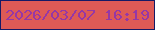 文字の大きさ：3、枠の色：141a66、背景の色：dd5a56、文字の色：9537a6 無料ブログパーツのブログ時計