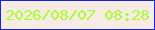 文字の大きさ：2、枠の色：1423e9、背景の色：f7ece4、文字の色：a7fd32 無料ブログパーツのブログ時計