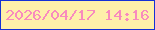 文字の大きさ：1、枠の色：1431d6、背景の色：fef0aa、文字の色：f88bbe 無料ブログパーツのブログ時計