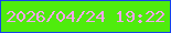 文字の大きさ：2、枠の色：1443eb、背景の色：4fec0d、文字の色：f7a4ee 無料ブログパーツのブログ時計