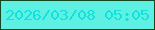 文字の大きさ：1、枠の色：144823、背景の色：5ef0e2、文字の色：10e2db 無料ブログパーツのブログ時計