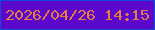 文字の大きさ：4、枠の色：1448d4、背景の色：5c08cc、文字の色：e57c43 無料ブログパーツのブログ時計
