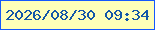 文字の大きさ：5、枠の色：1458fd、背景の色：feffb9、文字の色：1357a8 無料ブログパーツのブログ時計