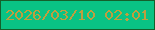 文字の大きさ：3、枠の色：14602b、背景の色：09c384、文字の色：bf9e3e 無料ブログパーツのブログ時計