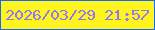 文字の大きさ：1、枠の色：1468ff、背景の色：fff41c、文字の色：9076f9 無料ブログパーツのブログ時計