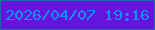 文字の大きさ：4、枠の色：146e9d、背景の色：6215dc、文字の色：0e90f5 無料ブログパーツのブログ時計
