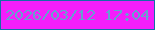 文字の大きさ：2、枠の色：146ea7、背景の色：f41efb、文字の色：65a1cf 無料ブログパーツのブログ時計