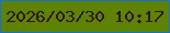 文字の大きさ：3、枠の色：1474c7、背景の色：5e8204、文字の色：2d160f 無料ブログパーツのブログ時計