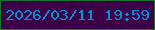 文字の大きさ：2、枠の色：14752e、背景の色：3c0047、文字の色：048fd9 無料ブログパーツのブログ時計