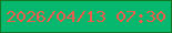 文字の大きさ：4、枠の色：147622、背景の色：05b86d、文字の色：ee5d4b 無料ブログパーツのブログ時計
