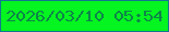 文字の大きさ：5、枠の色：147791、背景の色：04f51f、文字の色：0d8549 無料ブログパーツのブログ時計