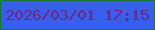 文字の大きさ：3、枠の色：147830、背景の色：385fec、文字の色：712485 無料ブログパーツのブログ時計