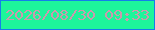 文字の大きさ：4、枠の色：147eeb、背景の色：1df59b、文字の色：cb9aad 無料ブログパーツのブログ時計