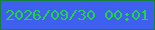 文字の大きさ：1、枠の色：14813c、背景の色：3f60ee、文字の色：22d345 無料ブログパーツのブログ時計