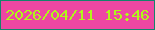 文字の大きさ：4、枠の色：14846b、背景の色：ee47a2、文字の色：aff819 無料ブログパーツのブログ時計