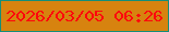 文字の大きさ：5、枠の色：148e78、背景の色：d7830f、文字の色：fe050c 無料ブログパーツのブログ時計
