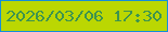 文字の大きさ：3、枠の色：148ed9、背景の色：bbd702、文字の色：3d944e 無料ブログパーツのブログ時計