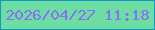 文字の大きさ：2、枠の色：1496c9、背景の色：6cdea2、文字の色：8670fa 無料ブログパーツのブログ時計