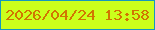 文字の大きさ：2、枠の色：1498bf、背景の色：cbff1c、文字の色：d17501 無料ブログパーツのブログ時計