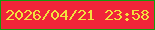 文字の大きさ：5、枠の色：149b0e、背景の色：f02439、文字の色：f2e13e 無料ブログパーツのブログ時計