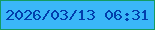 文字の大きさ：4、枠の色：149c62、背景の色：3ab7f9、文字の色：023ead 無料ブログパーツのブログ時計