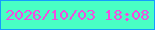 文字の大きさ：2、枠の色：149cfe、背景の色：49fec4、文字の色：f44bdf 無料ブログパーツのブログ時計