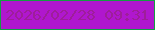 文字の大きさ：5、枠の色：149e43、背景の色：b017ce、文字の色：9e1e9a 無料ブログパーツのブログ時計