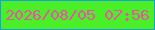 文字の大きさ：5、枠の色：14a2d9、背景の色：4bef28、文字の色：ed51a7 無料ブログパーツのブログ時計