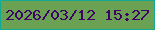 文字の大きさ：1、枠の色：14a992、背景の色：6ba152、文字の色：3f0368 無料ブログパーツのブログ時計